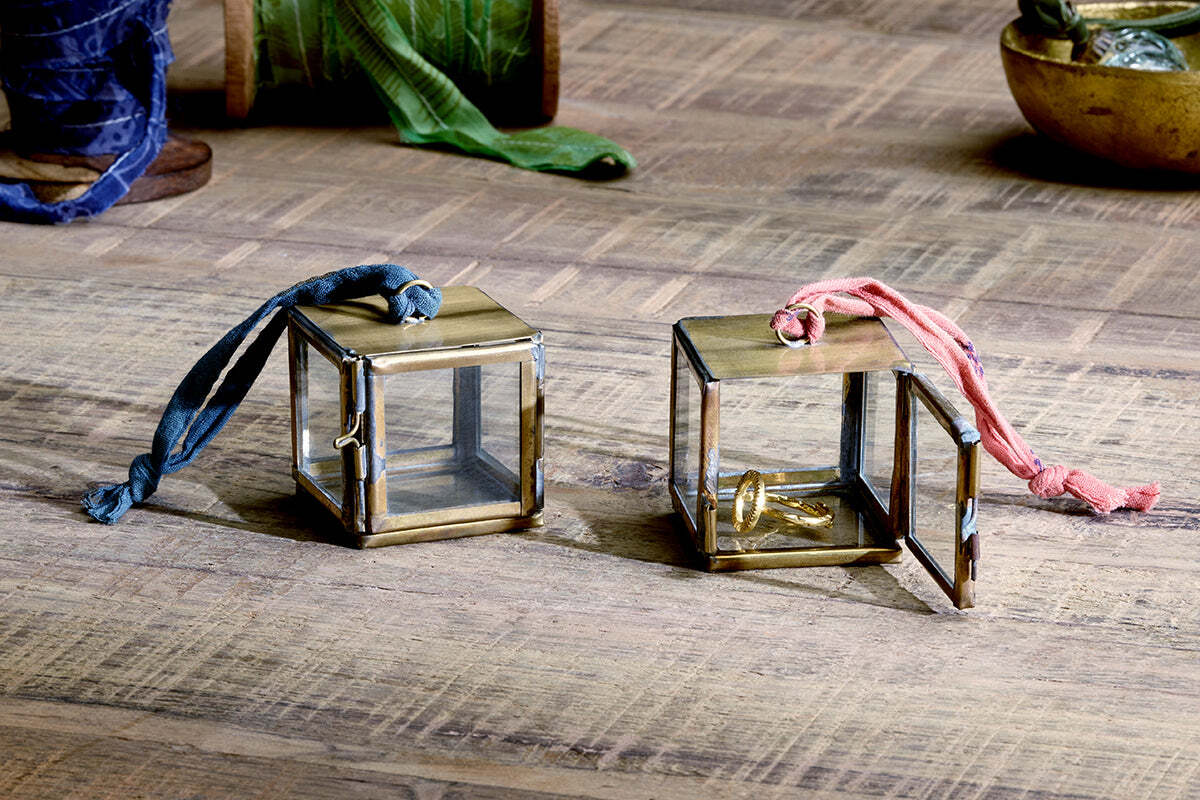 Tiny Kiko Box Decorations (Set of 2) - Antique Brass - Image 4