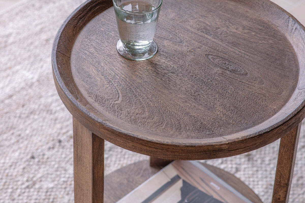 Triveni Mango Wood Side Table - Walnut Stain - Image 3