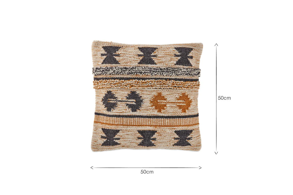 Tussi Ami Cushion Cover - Mustard & Grey - Image 4