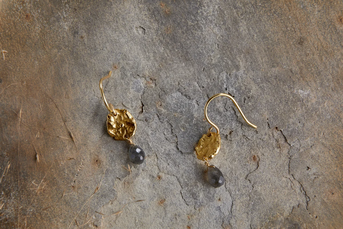 Veera Labradorite Earrings - Gold - Image 3