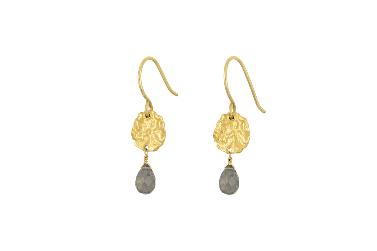 Veera Labradorite Earrings - Gold - Image 5