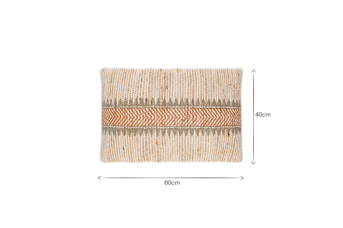 Zairya Jute & Cotton Cushion Cover - Natural & Rust - Image 7