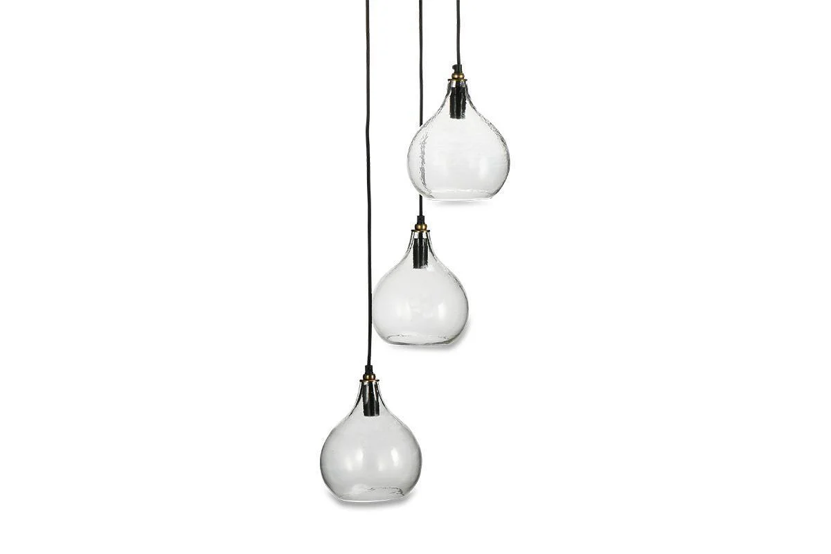 Ziva Recycled Glass Cluster Pendant - Clear - Image 4