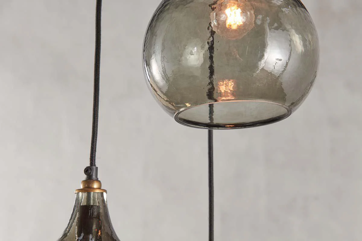 Ziva Recycled Glass Cluster Pendant - Green Smoke - Image 3